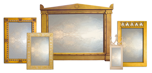rectangular mirror category shot showing collage of different rectangular mirrors with black frames and various designs