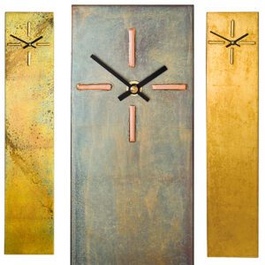 collage of different views of Clock with various finishes and bar shape