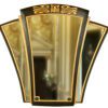 mirror with gilded gold finish and an art deco curved triptych shape.