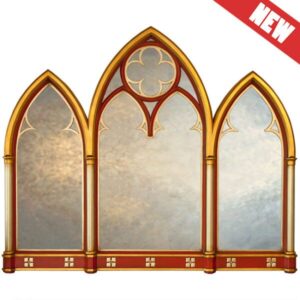 Church window styled extra large decorative mirror with lancet arches