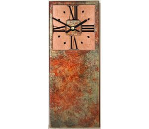 Red mantel clock with blue marbling square dial