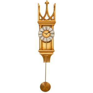 Small gold silver Vintage Wall Clock with Crown Pediment