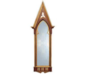 Full length gothic arch mirror in red gold