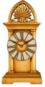 Gothic Mantel Clock with star burst crest in gold and silver leaf