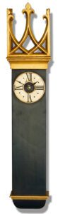 Gothic Wall Clock with crown pediment in black and gold