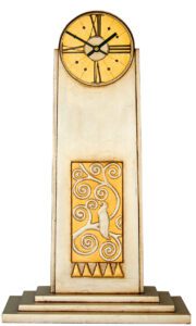 Klimt styled Art Deco Mantel Clock in pewter gold