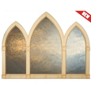 Large Gothic Mirror with triptych arches in white