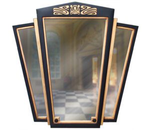 Extra large wall mirror in the Art Deco Fan Style with three panels and straight sides
