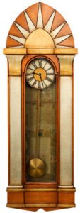Large Art Deco style Pendulum Case Clock in copper and gold