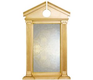 large classical decorative mirror, with black frame.