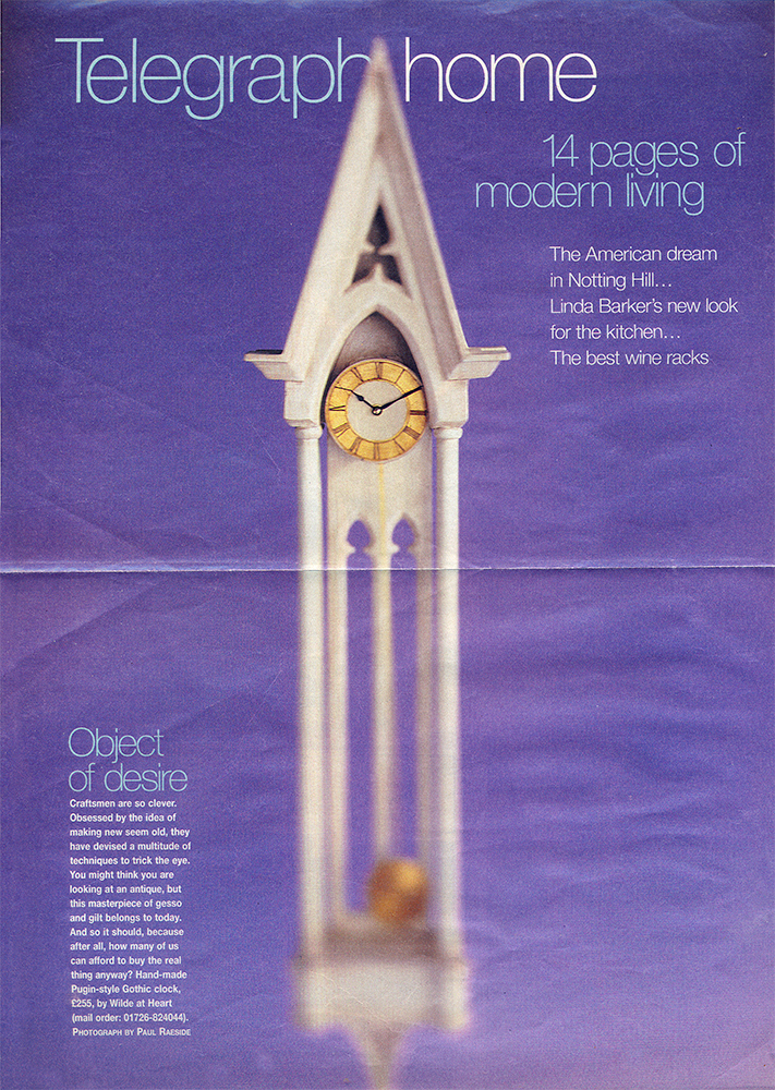 Large White Gothic Pendulum Case Clock