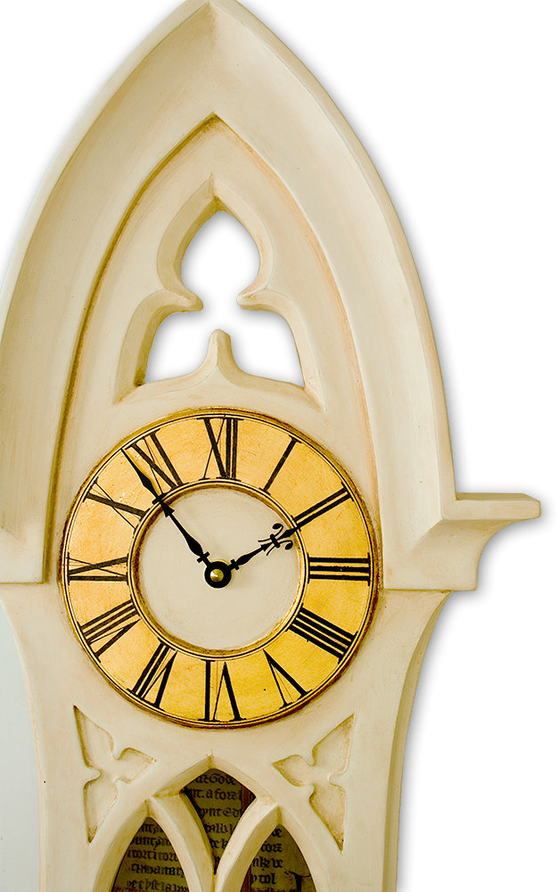 Large Gothic Pendulum Case Clock in gold and silver