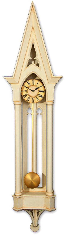 Large White Gothic Pendulum Case Clock