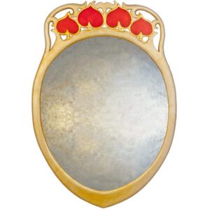 Liberty style Art Deco Large Round Decorative Mirror in silver red