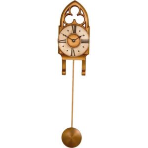 Small gold Vintage Wall Clock with Trefoil Pediment