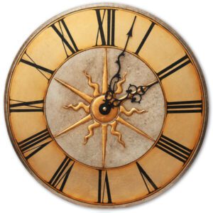 Medium Vintage Round Wall Clock in gold silver