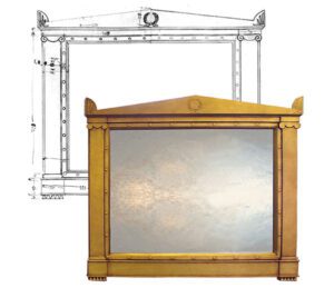 neoclassical mirror design with black frame and classical design