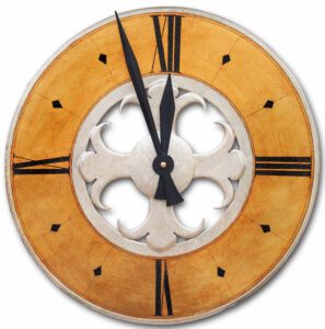 Ornate Gothic Round Clock in gold and silver leaf