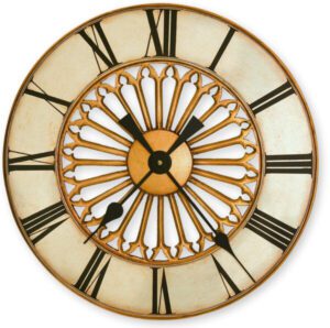 Rose Window style Vintage Round Wall Clock in gold silver