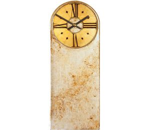 Marbled silver mantel clock with round dial