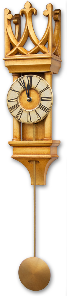 Small gold Gothic Pendulum Clock with crown pediment