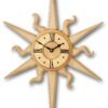 Small Sun shaped Gothic Wall Clock in gold and white.