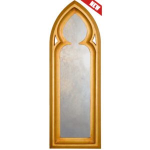 Gothic arch mirror with spooned boarder gilded gold