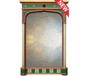 three-centred gothic arch mirror, with black frame.