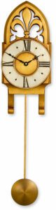 Unusual Pendulum Wall Clock with fleur de li crest
