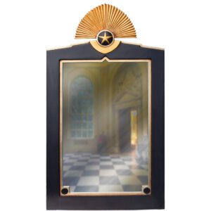Ornate Art Deco rectangular mirror with fluted crest.