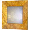 marbled gold swept mirror, showing round mirror with gold frame and marbled pattern.