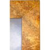 marbled gold swept mirror, showing round mirror with gold frame and marbled pattern.