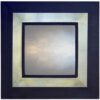 metallic blue reverse profile mirror, showing rectangular mirror with blue frame and metallic finish,.