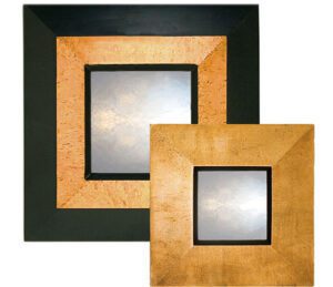 pastel copper reverse profile mirror showing rectangular mirror with copper frame and pastel pattern
