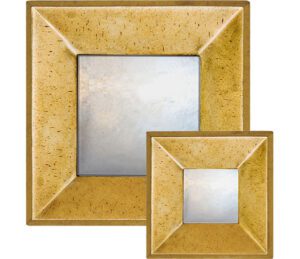 pastel gold raked profile mirror showing rectangular mirror with gold frame and pastel finish