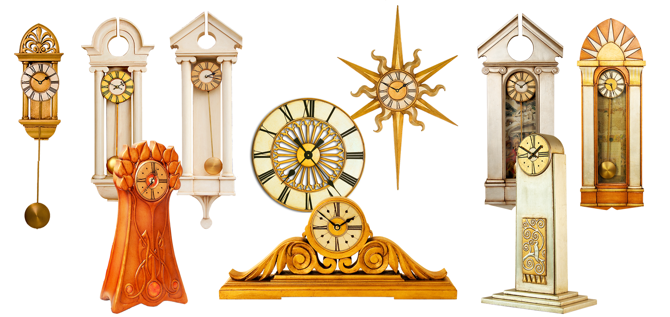 Stunning selection from my handmade vintage clock collection