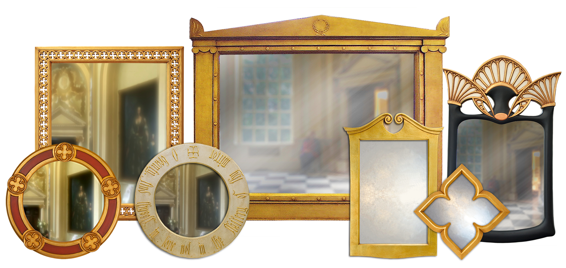 A stunning selection of my handmade decorative mirrors