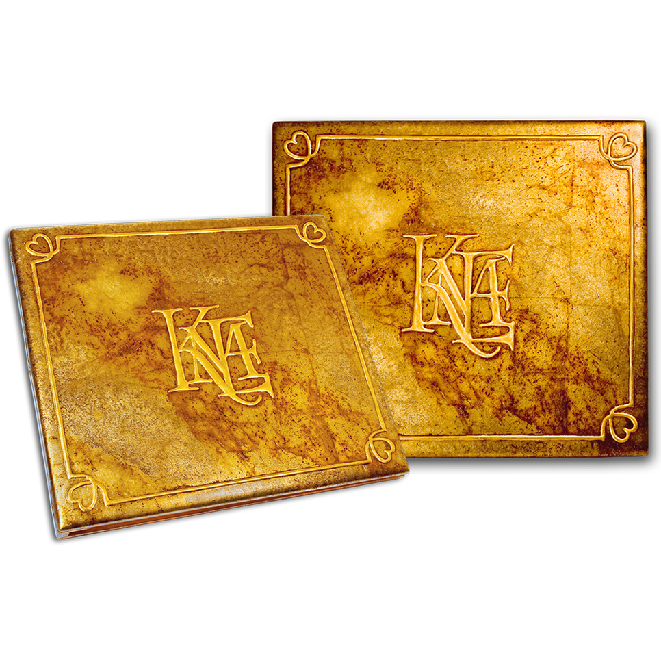 contemporary luxury photo albums personal monogram in marbled gold finish