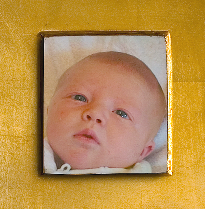 Examples of christening inlayed photographs