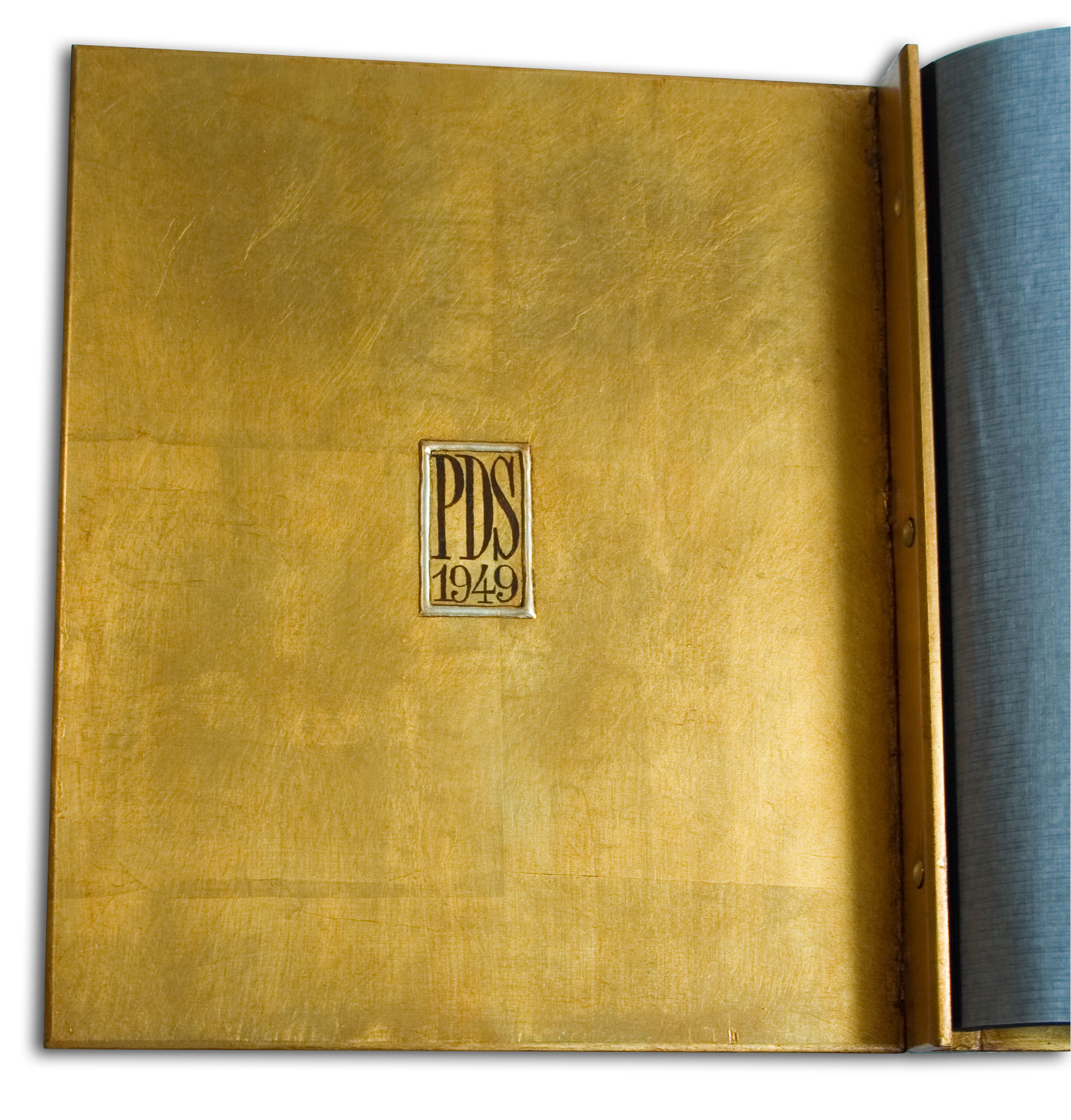 etched monogram on album inside front cover